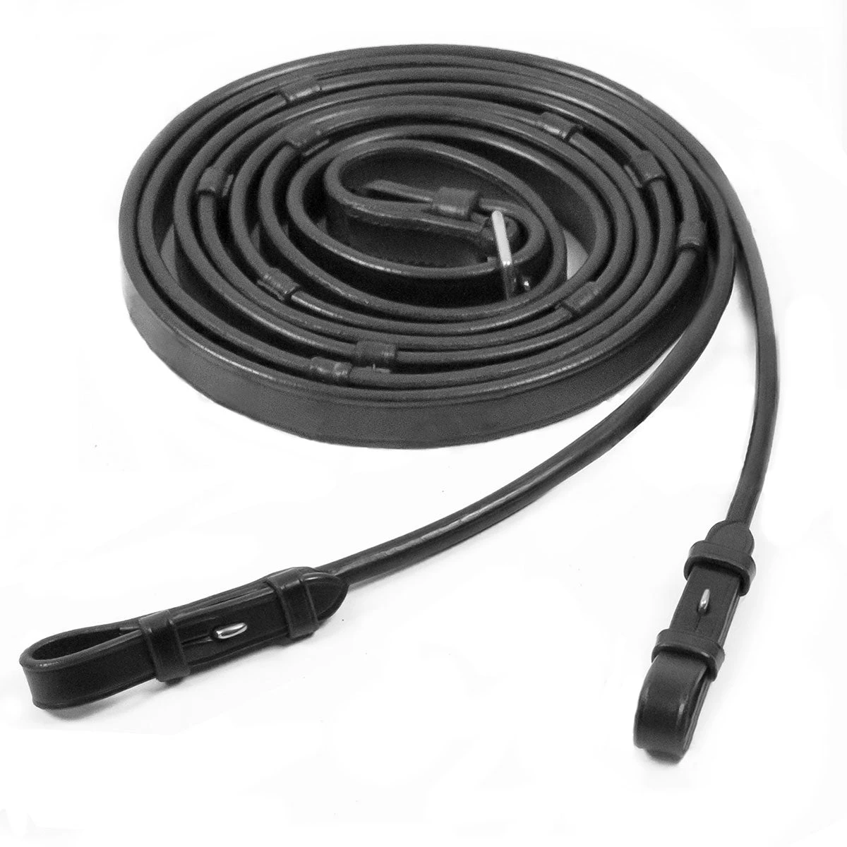 Schockemohle Rolled Leather Reins With Stops - Hook & Stud 1 Schockemohle Rolled Leather Reins With Stops - Hook & Stud