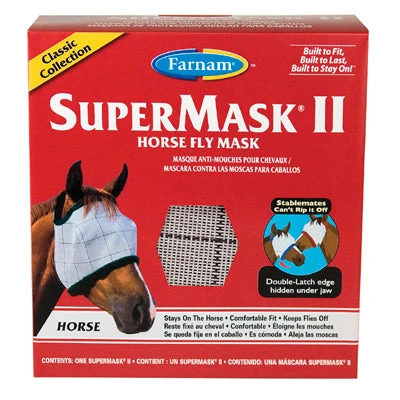 Farnam Supermask II Classic Fly Mask No Ears - Horse Size 2 Farnam Supermask II Classic Fly Mask No Ears - Horse Size - Image 2