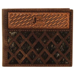 Justin Back Pocket Bifold Mens Wallet - Brindle Inlay -Ovation Store 2172768w3