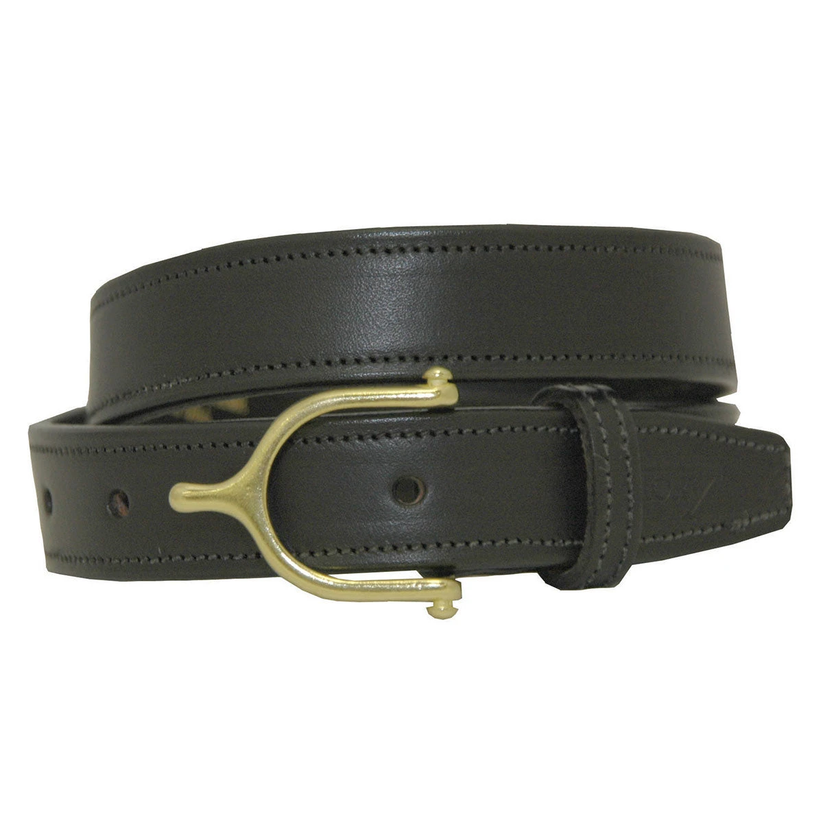 Black Leather Belt With Brass English Spur Buckle - 1 In 1 Black Leather Belt With Brass English Spur Buckle - 1 In