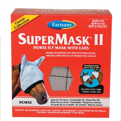 Farnam Supermask II Classic Fly Mask With Ears - Horse 2 Farnam Supermask II Classic Fly Mask With Ears - Horse - Image 2
