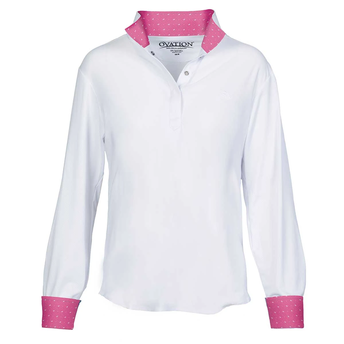 Ovation Kids Ellie Tech Show Shirt - Pink Horses 1 Ovation Kids Ellie Tech Show Shirt - Pink Horses
