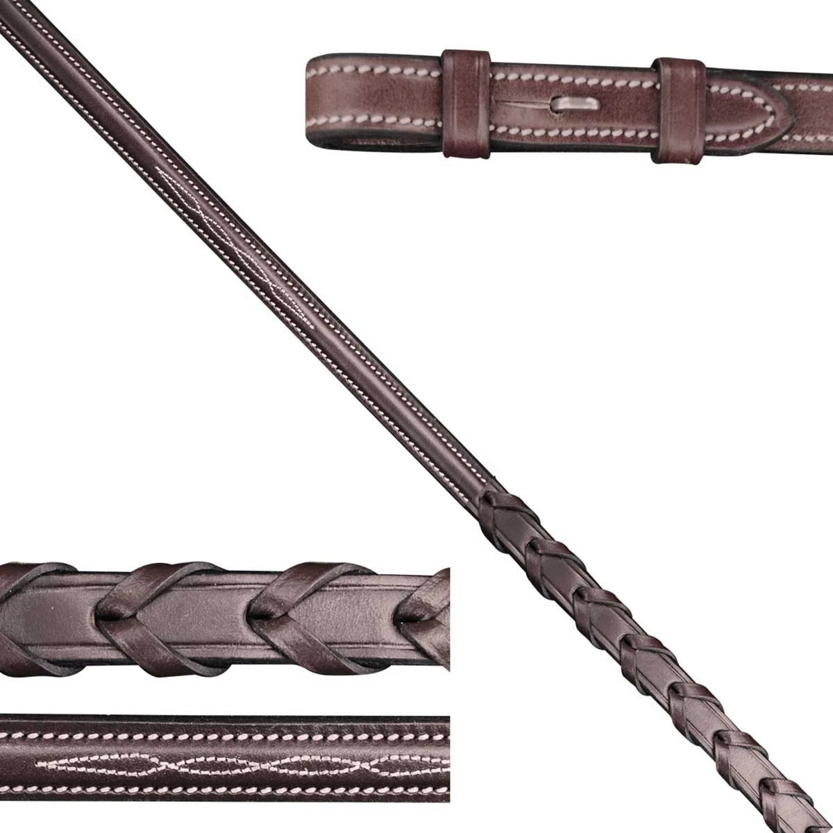 KL Select Red Barn Sovereign Raised Fancy Stitched English Reins - XLong 1 KL Select Red Barn Sovereign Raised Fancy Stitched English Reins - XLong